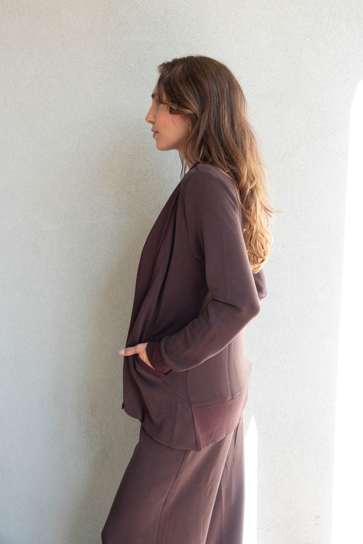 Brushed Modal Open Cardi - Espresso