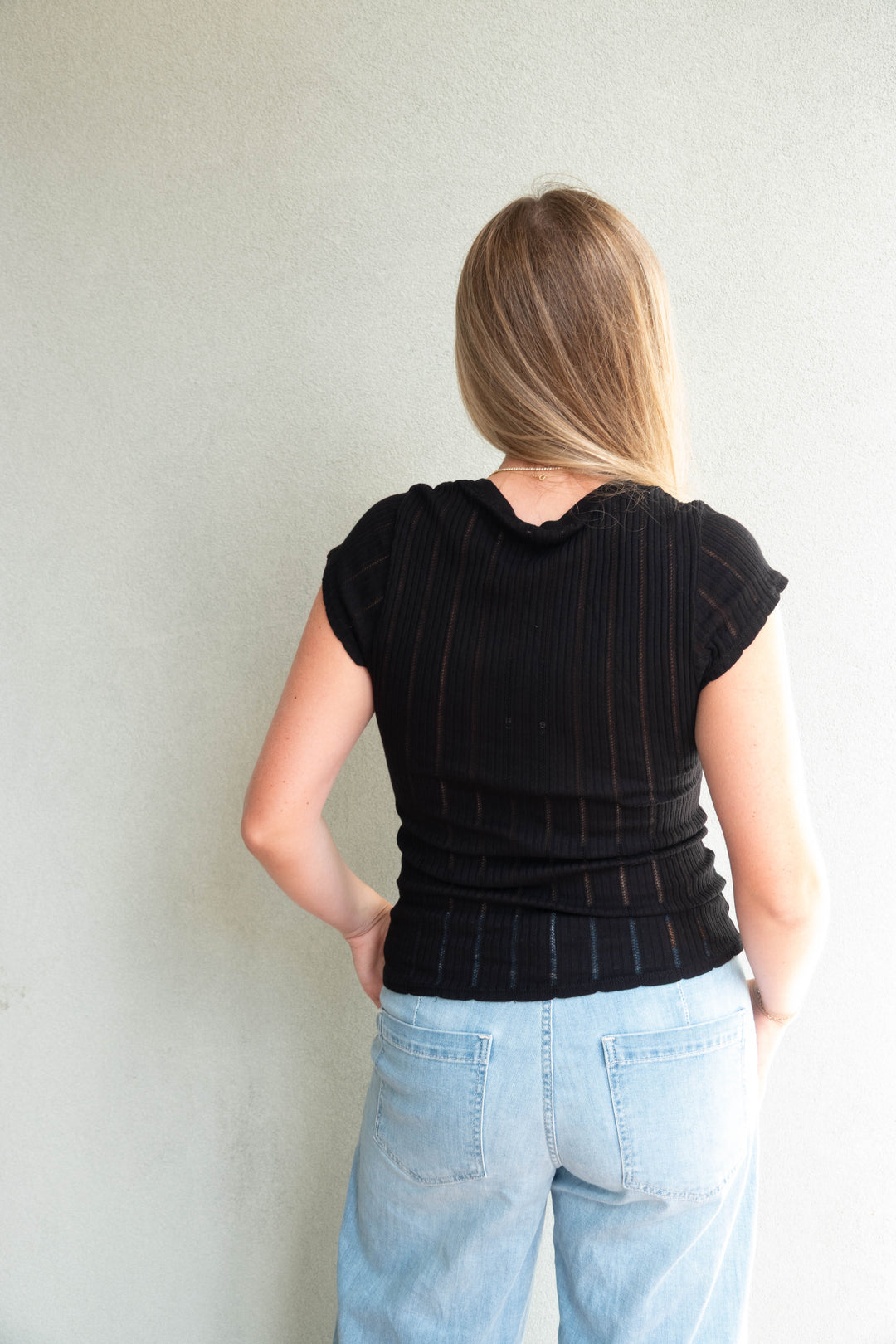 Pointelle Skyen Tee - Black