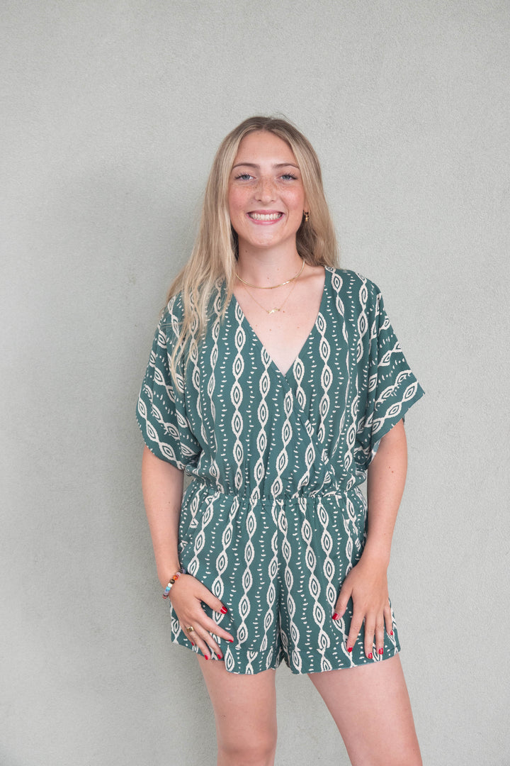 Wailea Romper - Axis Green