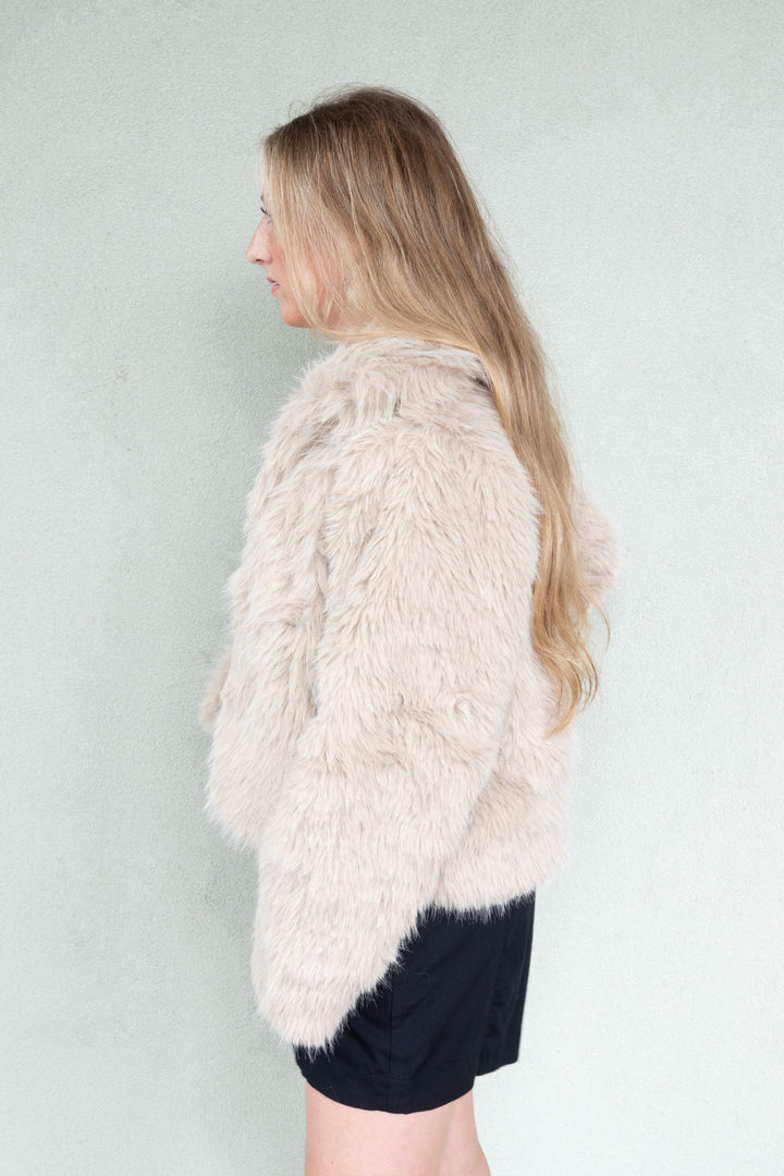 Faux Fur Short Jacket - Taupe