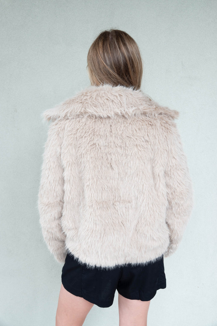 Faux Fur Short Jacket - Taupe