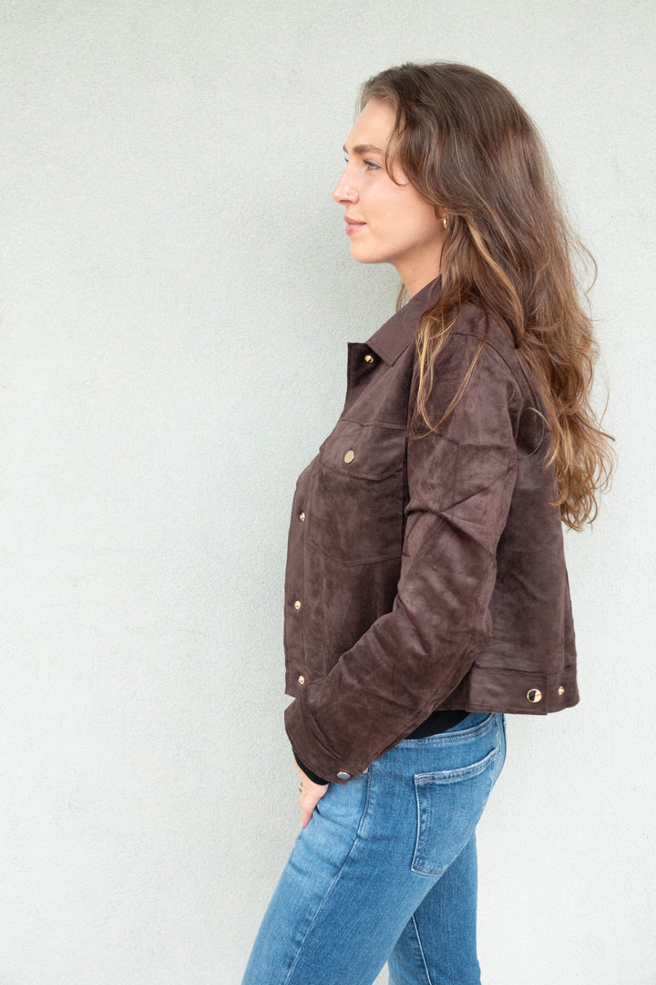 Faux Suede Montana Jacket - Dark Chocolate