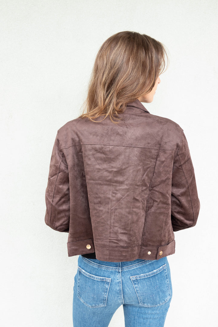 Faux Suede Montana Jacket - Dark Chocolate