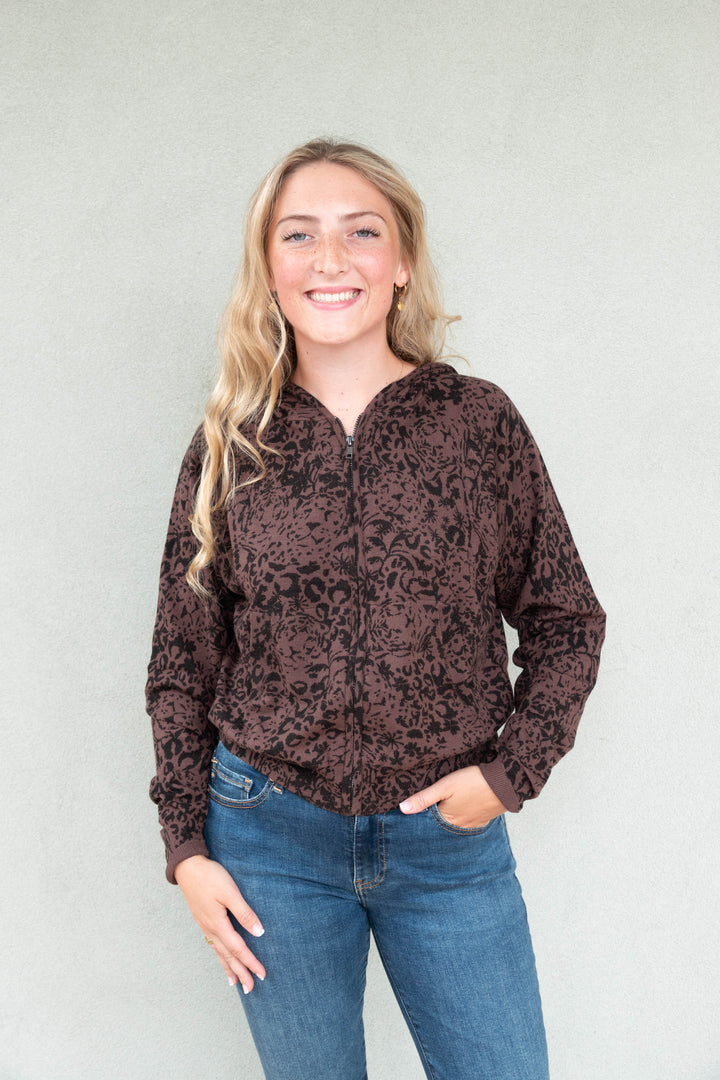 Leopard Knit Shiloh Hoodie - Earth
