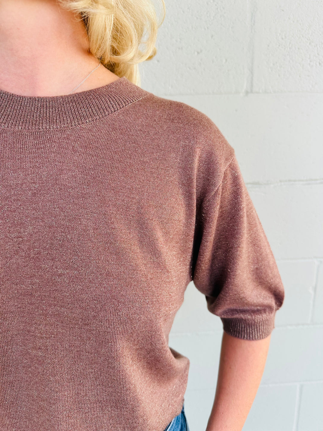 Fendy Metallic Sweater - Cognac/Gold Metallic