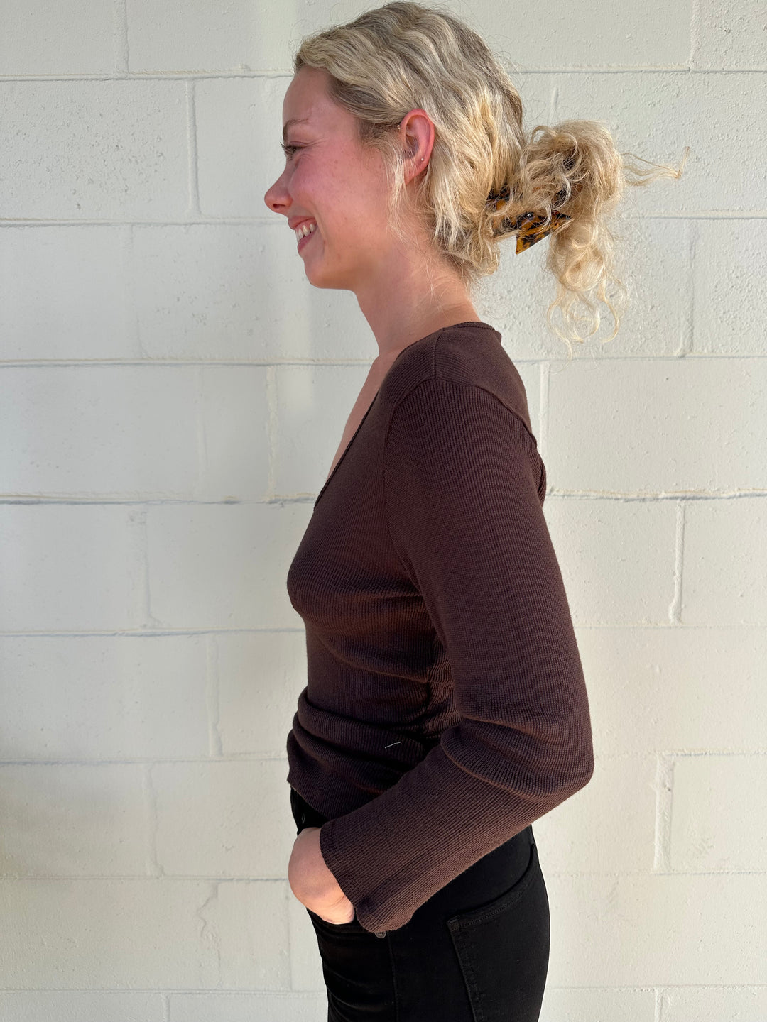 Sylvie Shirred Side Tee - Java
