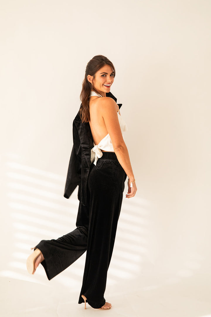 Satin Cowl Halter Top - Ivory