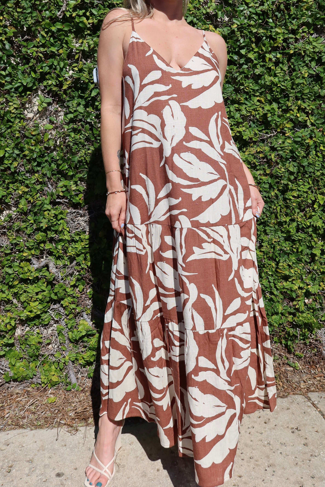 Breezy Print Linen Midi Dress