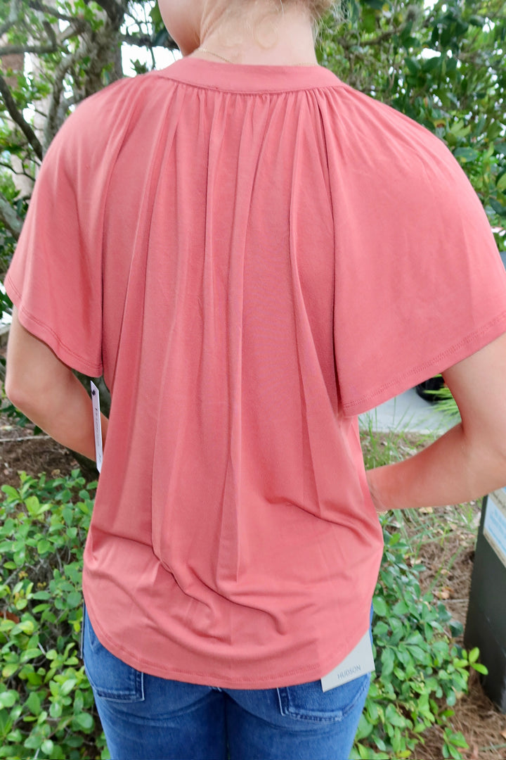 Split Neck Short Sleeve Top