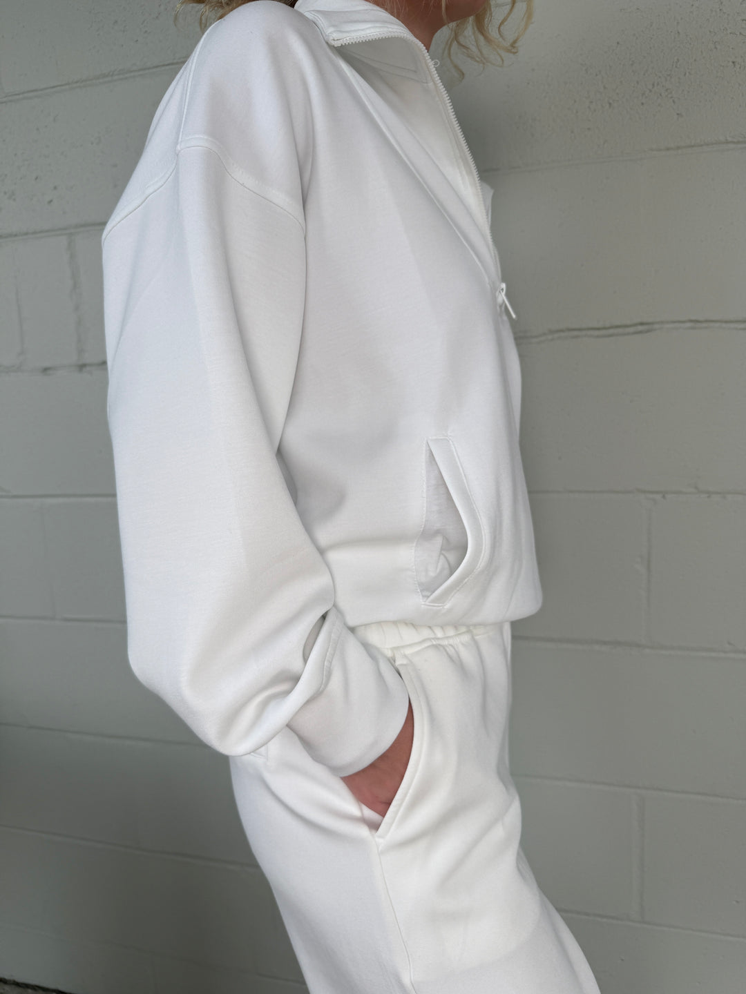 Cream Scuba Quarter Zip Pullover