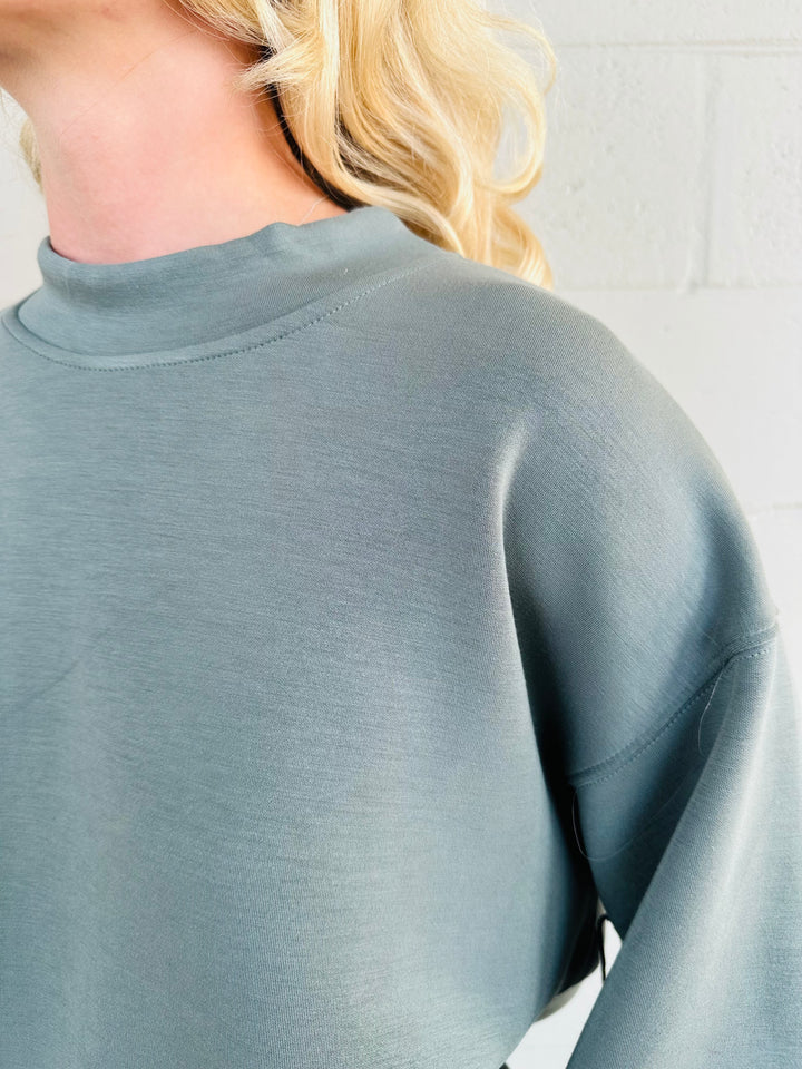 Scuba Mock Neck Pullover - Sage Leaf