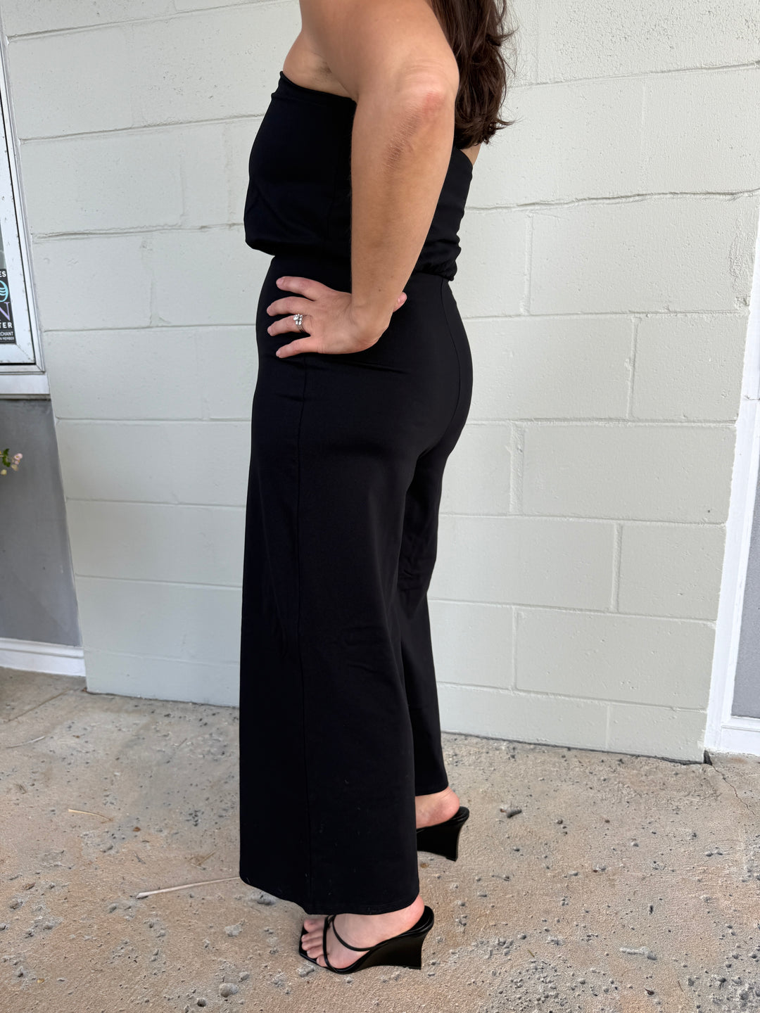 Black Blouson Tube Jumpsuit