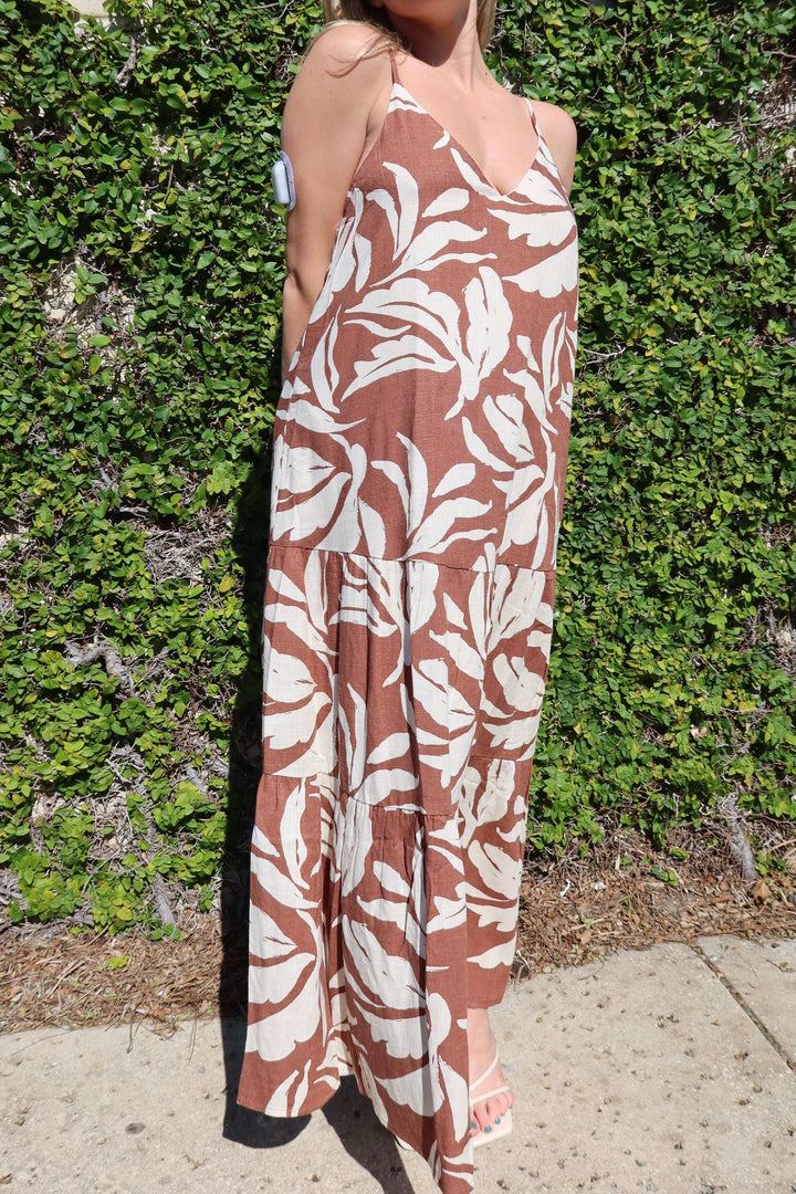 Breezy Print Linen Midi Dress