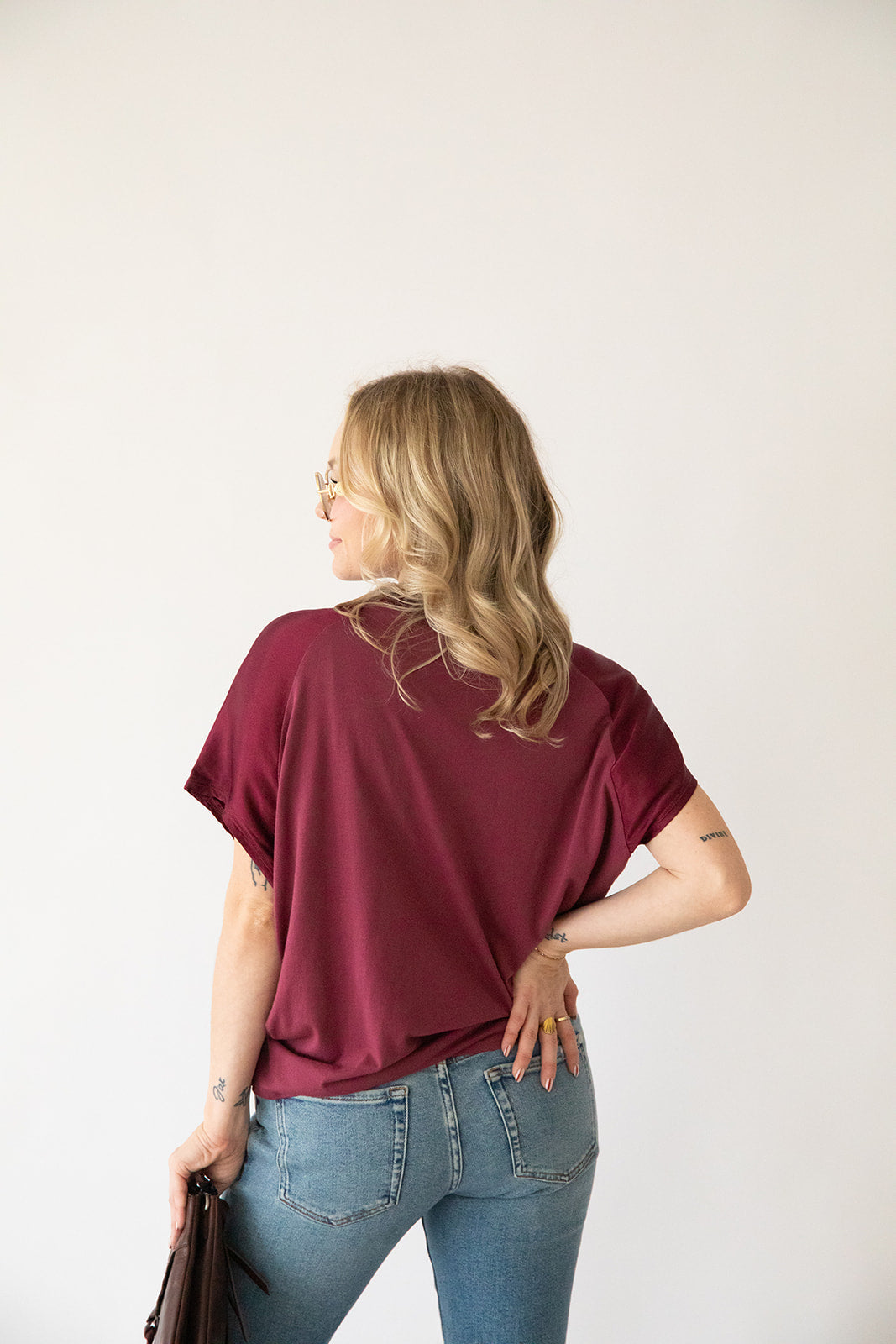 Satin Flow Tee - Garnet