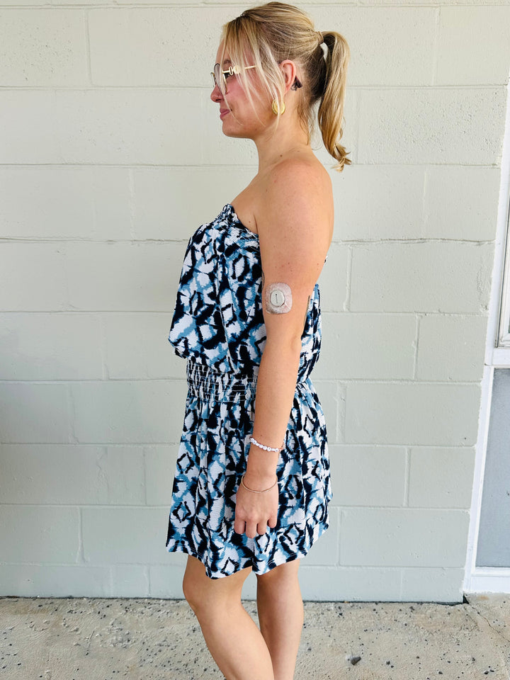 Tube Mini Dress -   Blue Geo
