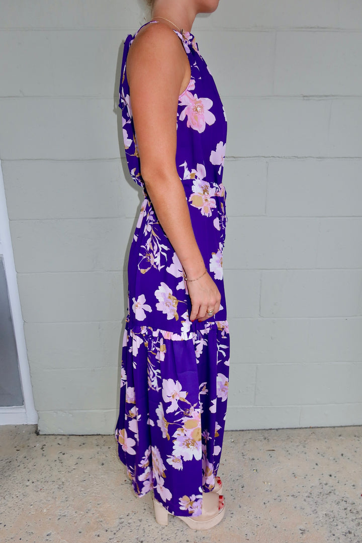 Tiered Halter Midi Dress