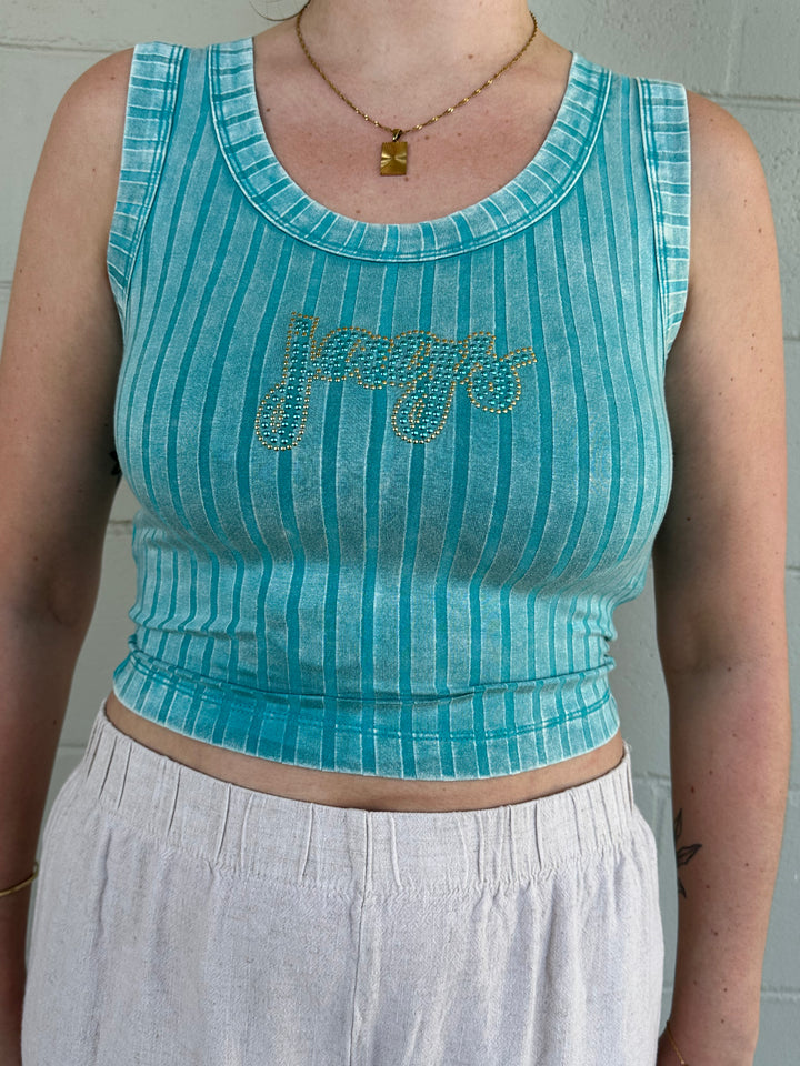 Teal Jags Crop Tank