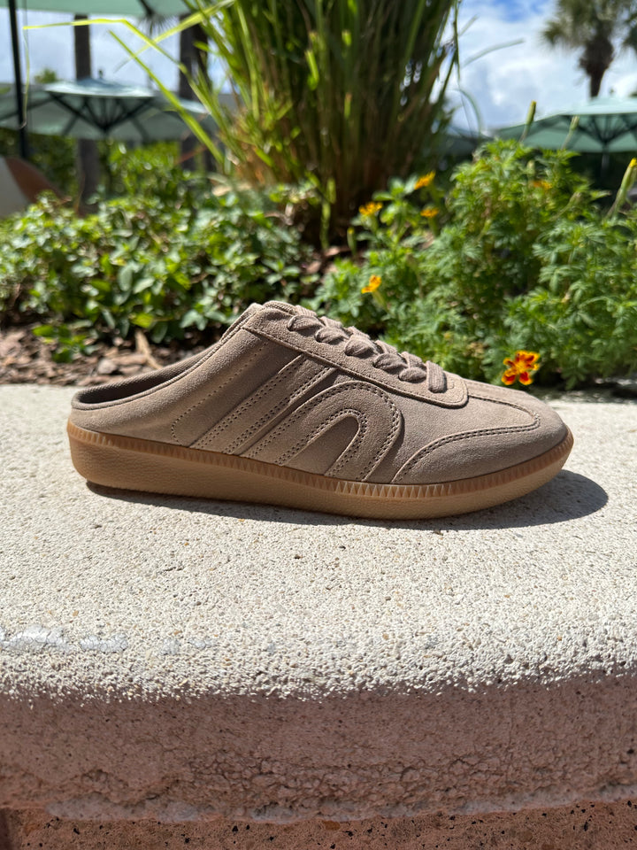 Up-Front Sneaker - Taupe Distressed Suede