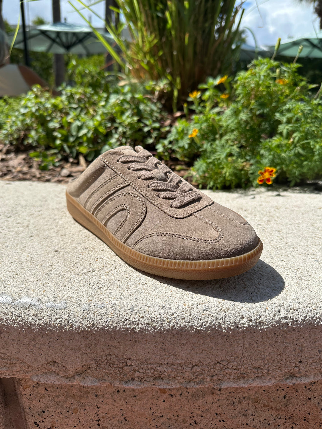 Up-Front Sneaker - Taupe Distressed Suede