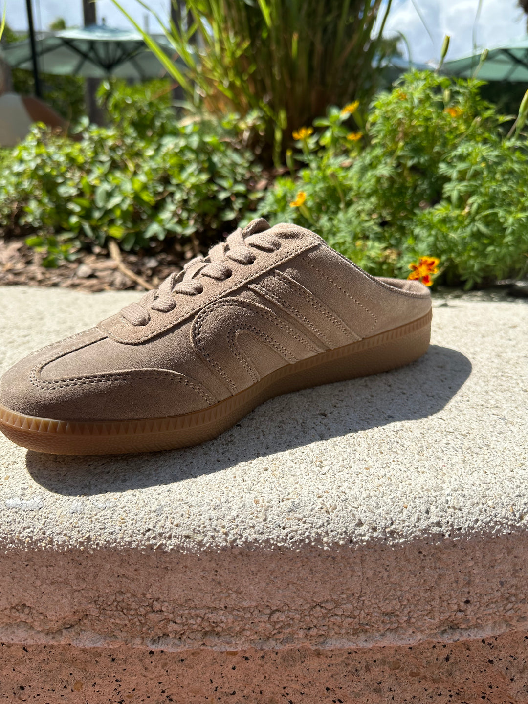 Up-Front Sneaker - Taupe Distressed Suede