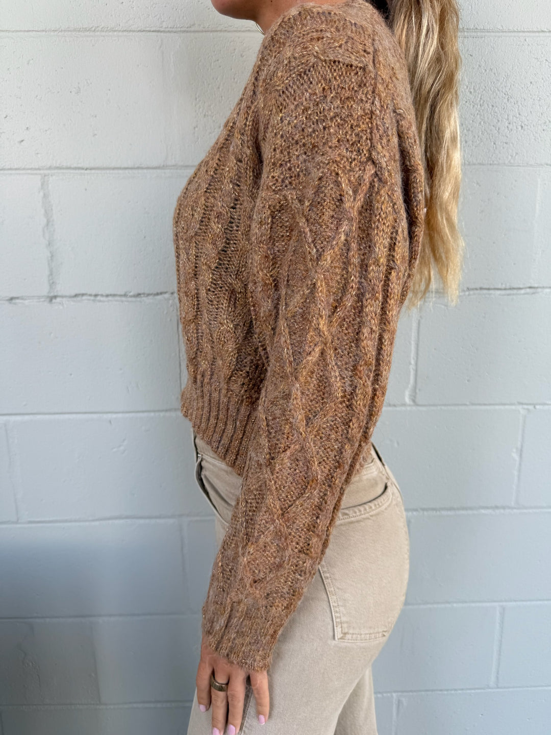 Maria Sparkle Cable Knit Sweater