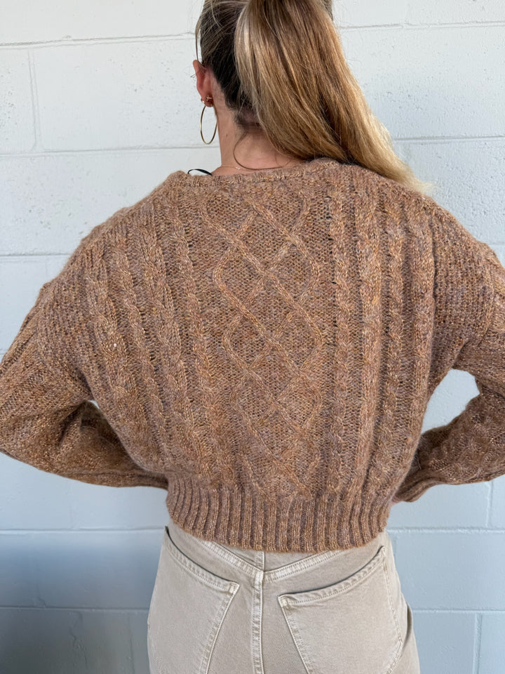 Maria Sparkle Cable Knit Sweater