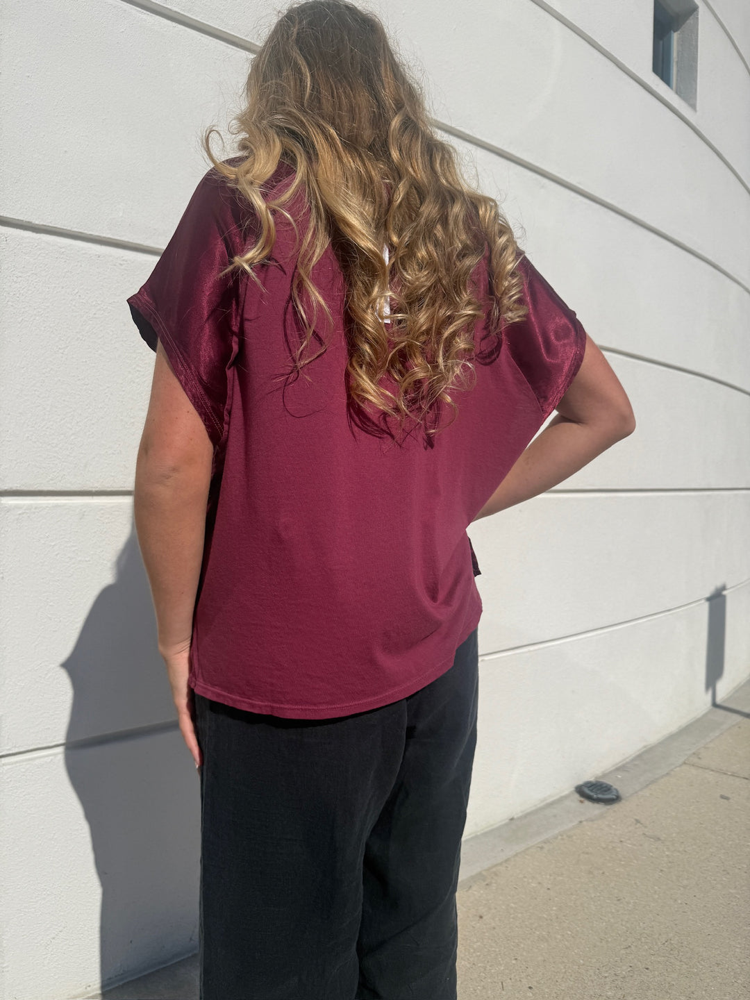 Satin Flow Tee - Garnet