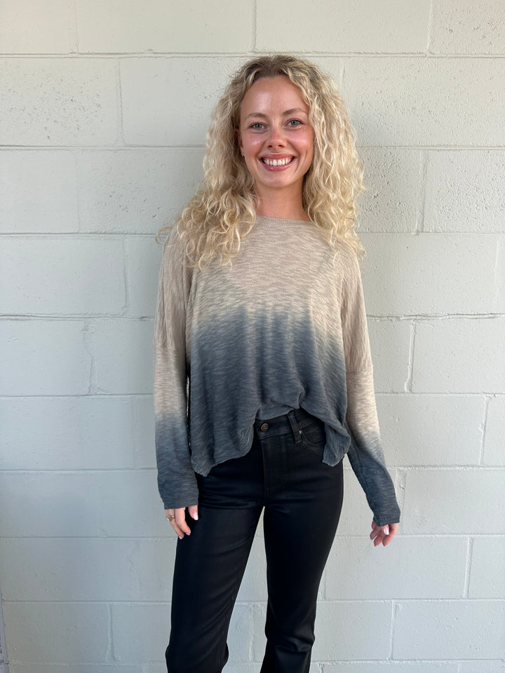 Fiddle Dip Dye Knit Top - Sustained Grey
