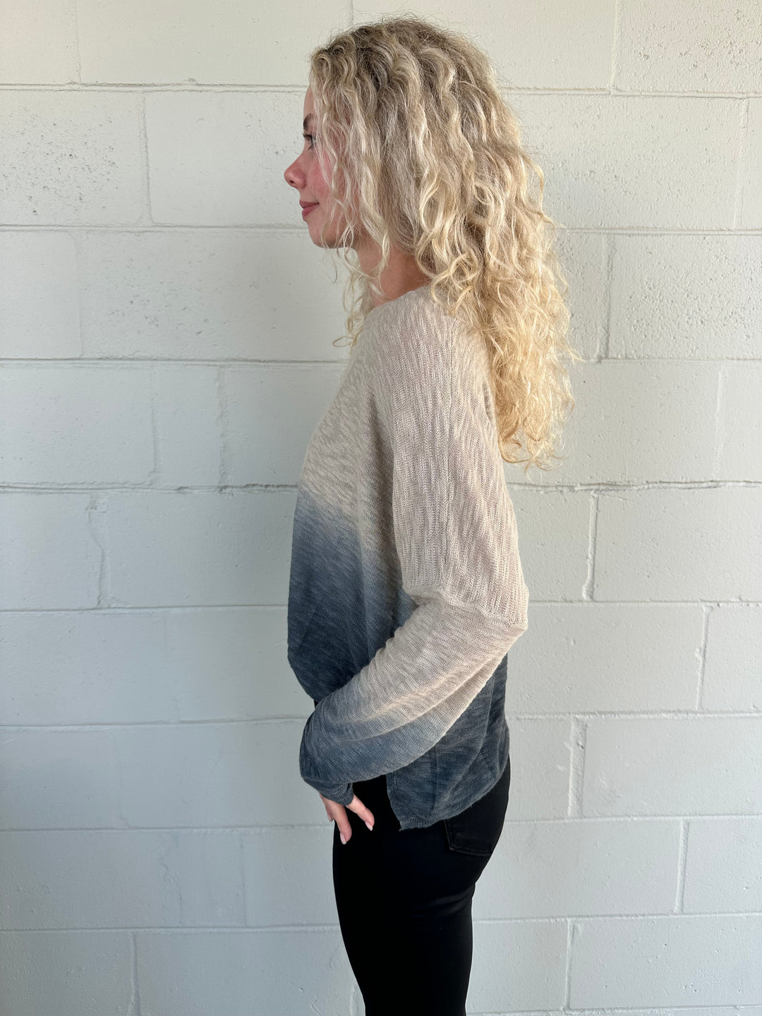 Fiddle Dip Dye Knit Top - Sustained Grey