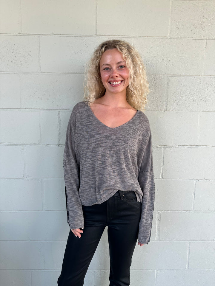 Back n Forth Knit Top - Graphite