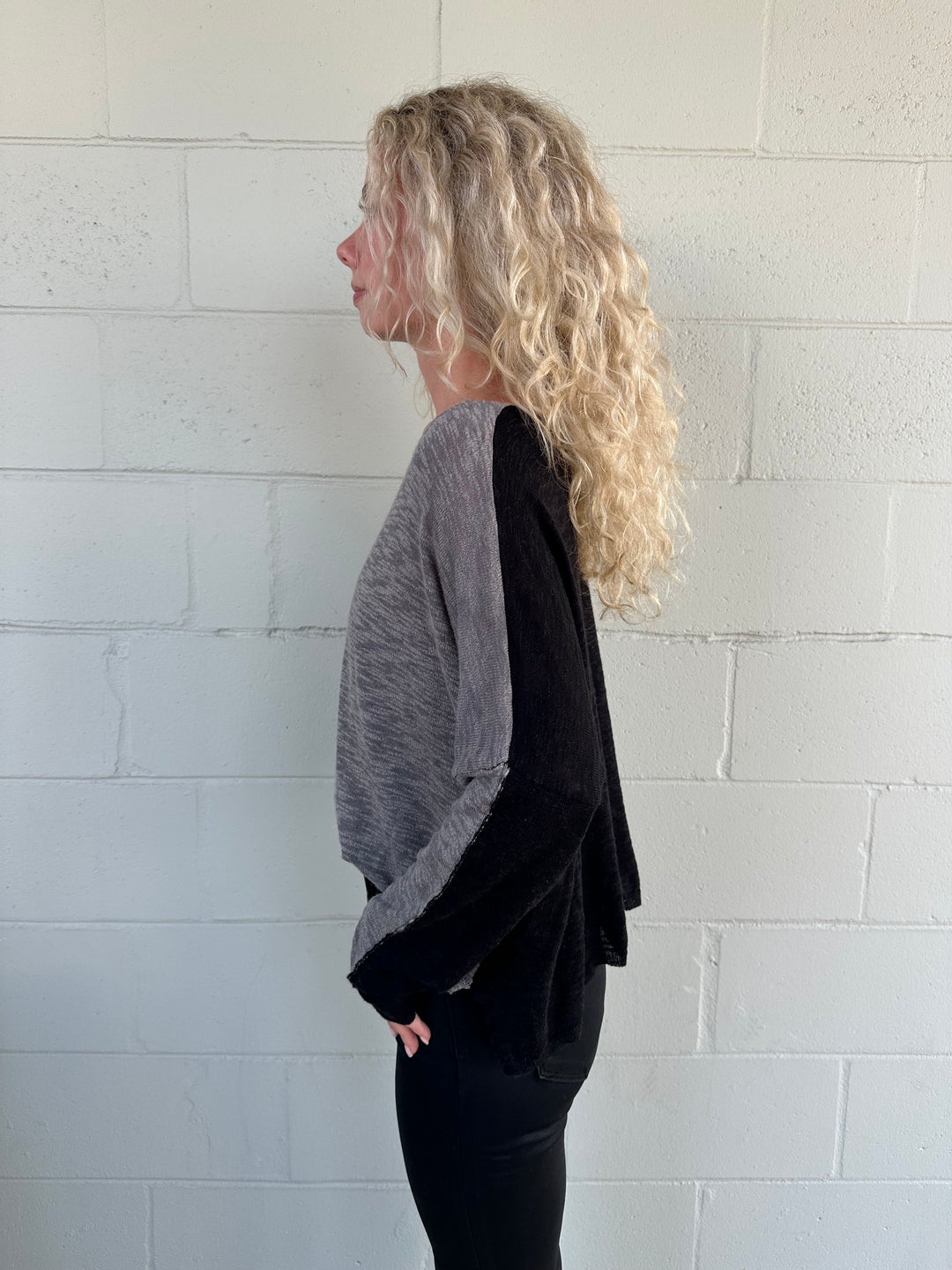 Back n Forth Knit Top - Graphite