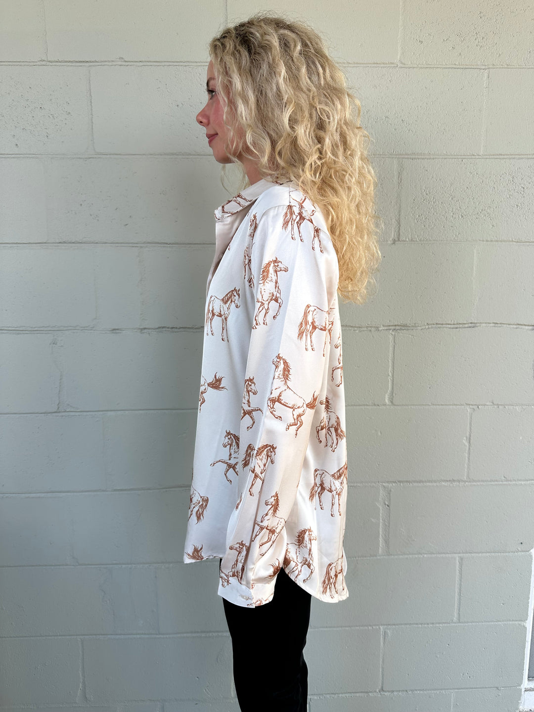 Wild Horses Blouse - Ivory/Taupe