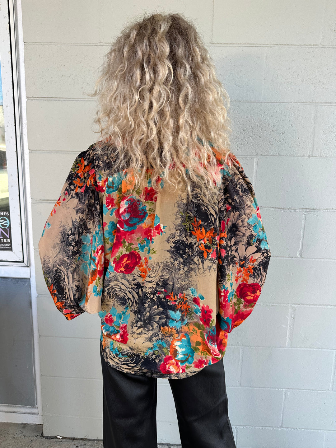 Oversized Button Down Top - Bright Floral