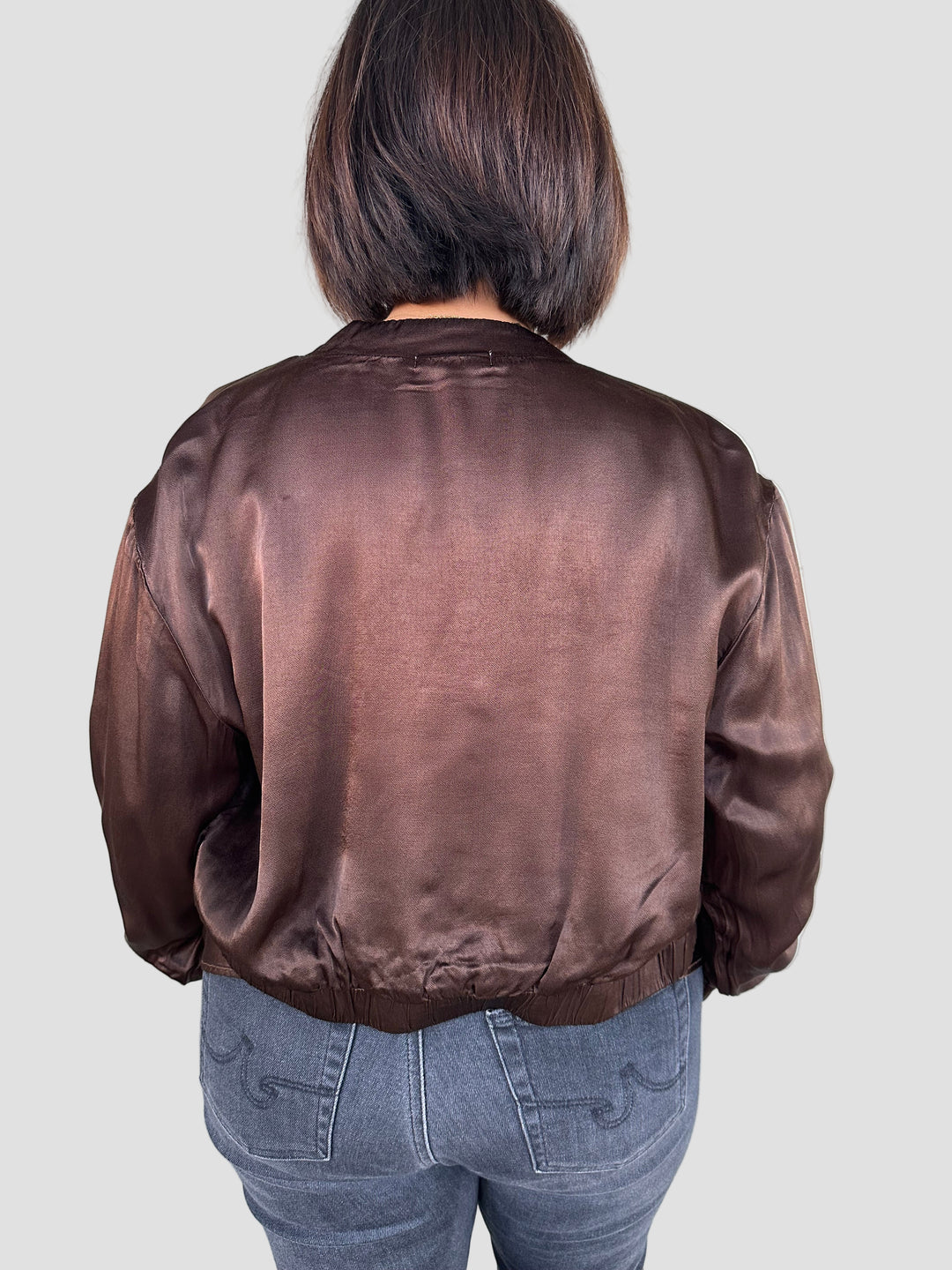 Eighties Silky Bomber Jacket - Mahogany