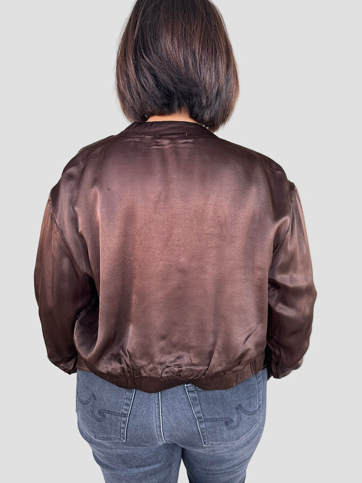 Eighties Silky Bomber Jacket - Mahogany