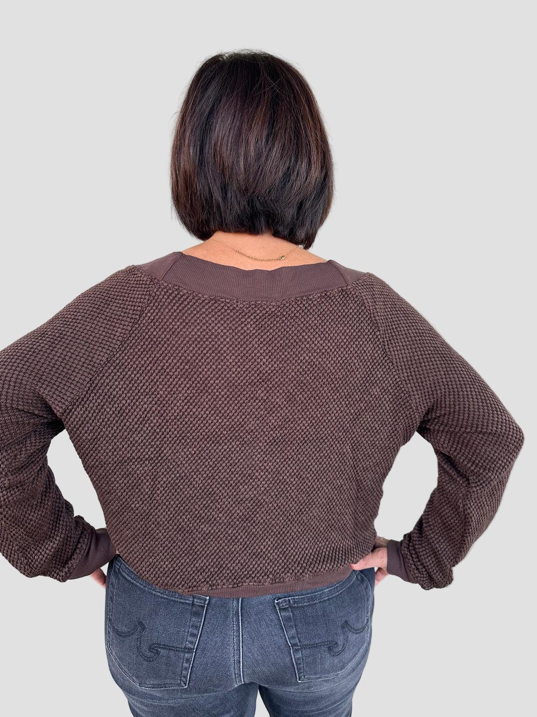 Carol Off Shoulder Pullover - Mahogany