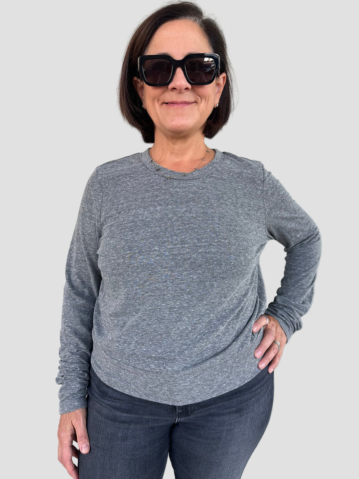 Yuri Crop Long Sleeve Tee - Charcoal