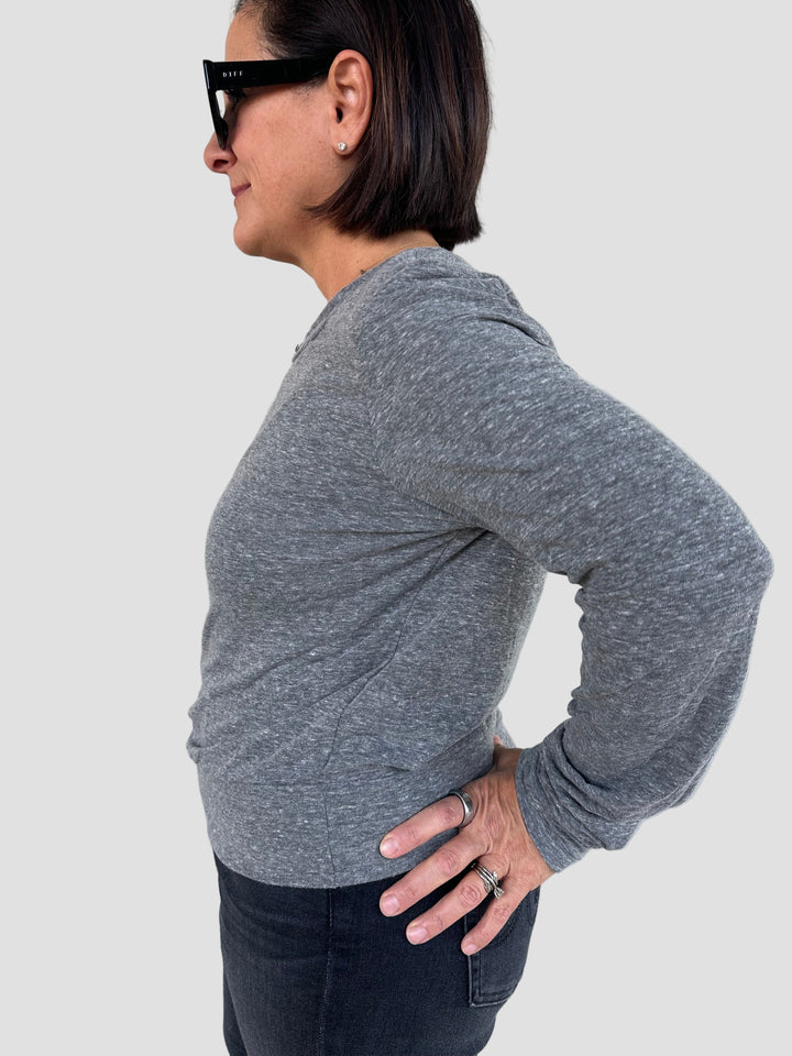 Yuri Crop Long Sleeve Tee - Charcoal