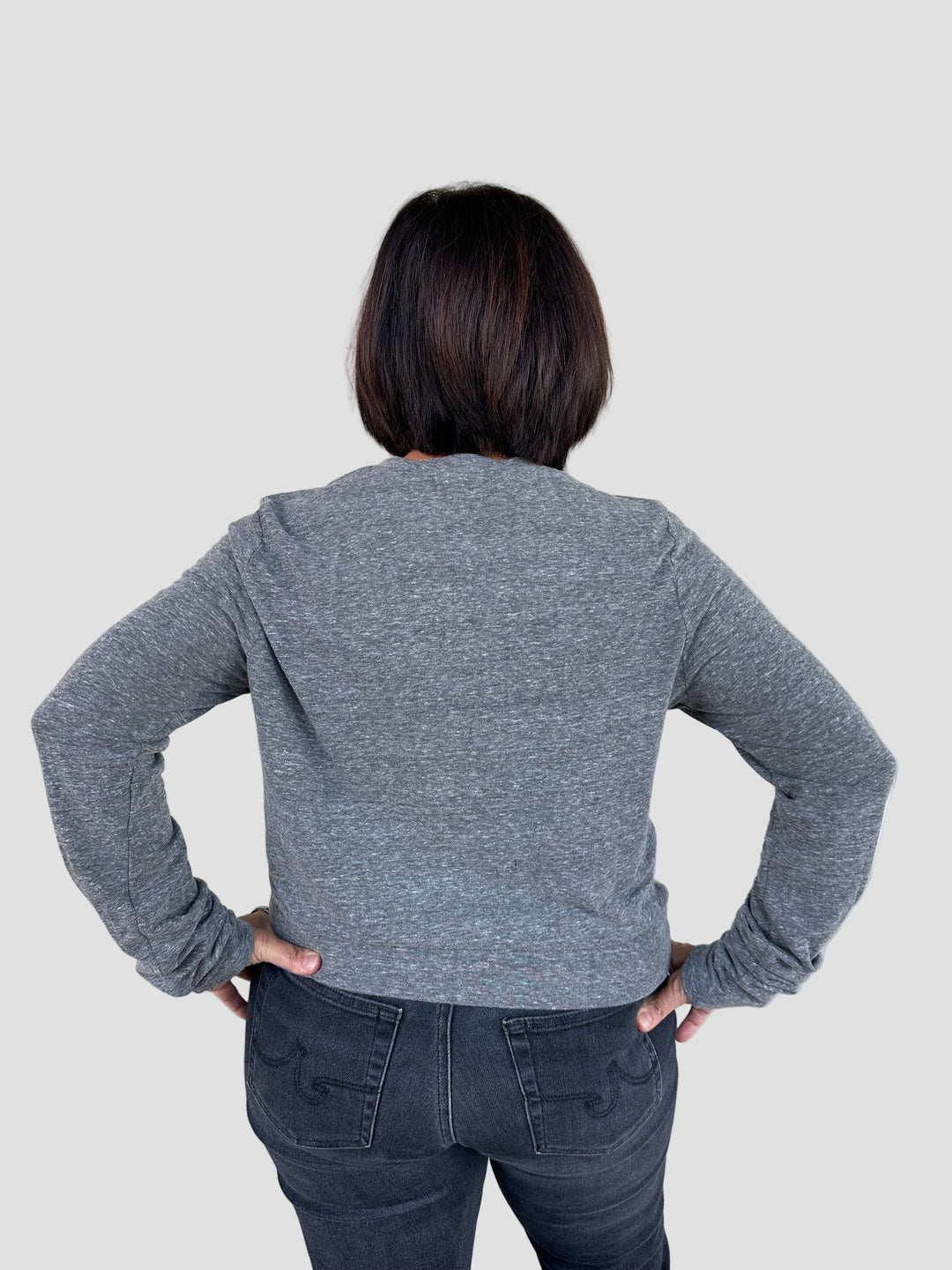 Yuri Crop Long Sleeve Tee - Charcoal