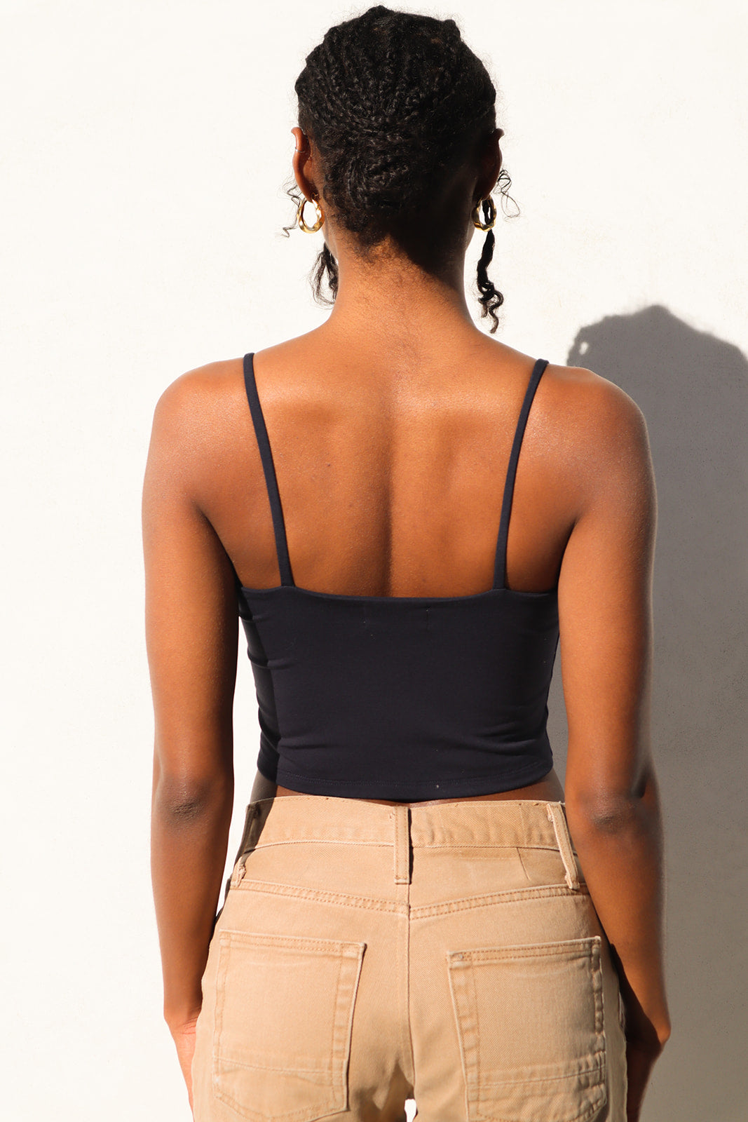 The Kyla Double Layer Crop Tank Black NUD Apparel by Boob-eez