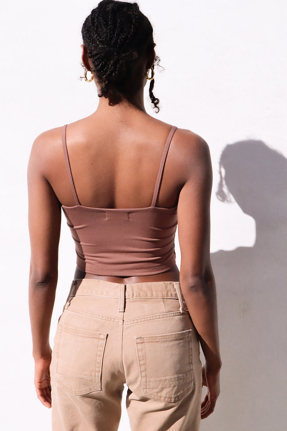 The Kyla Double Layer Crop Tank Dark Nude NUD Apparel by Boob-eez