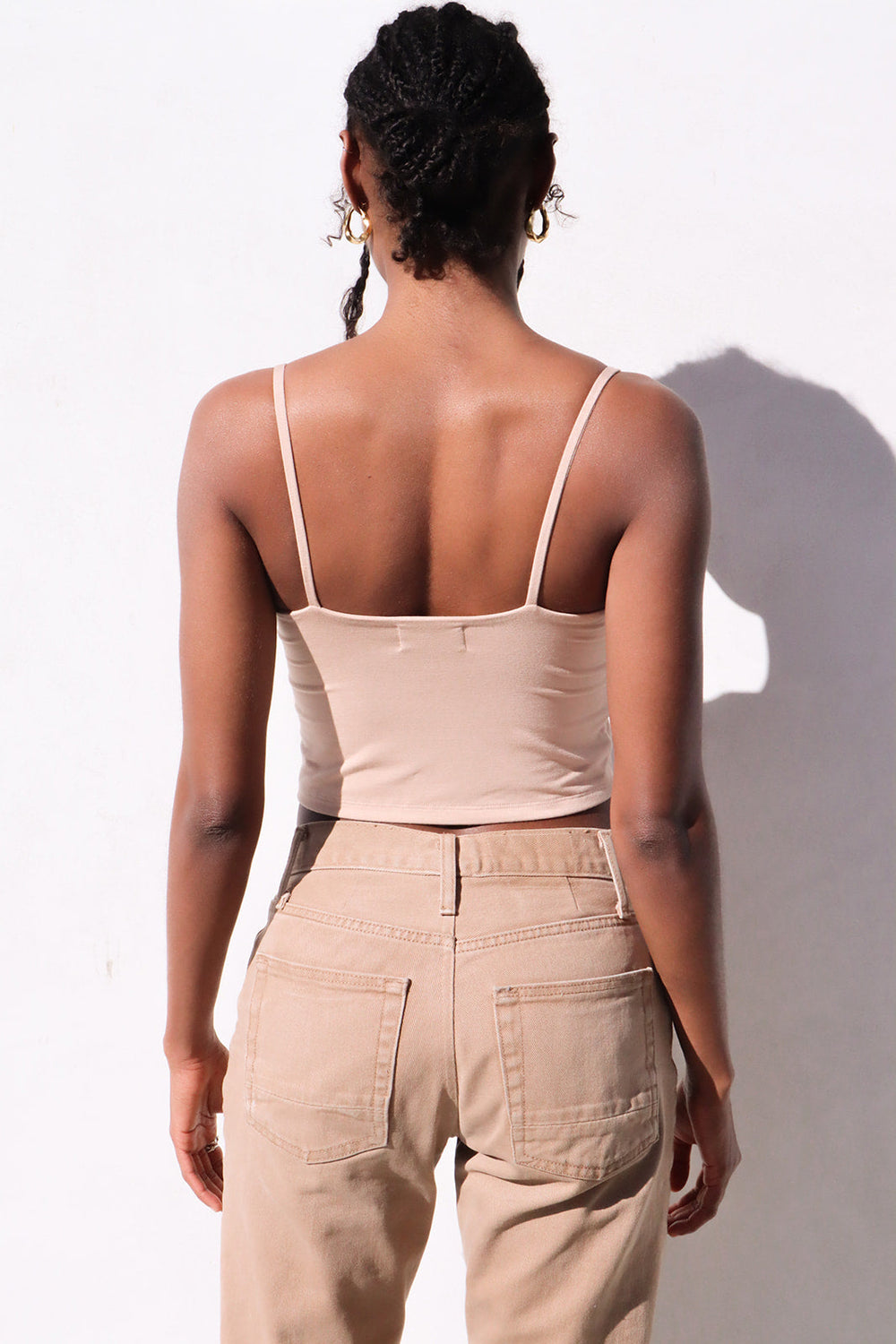 The Kyla Double Layer Crop Tank Light Nude NUD Apparel by Boob-eez