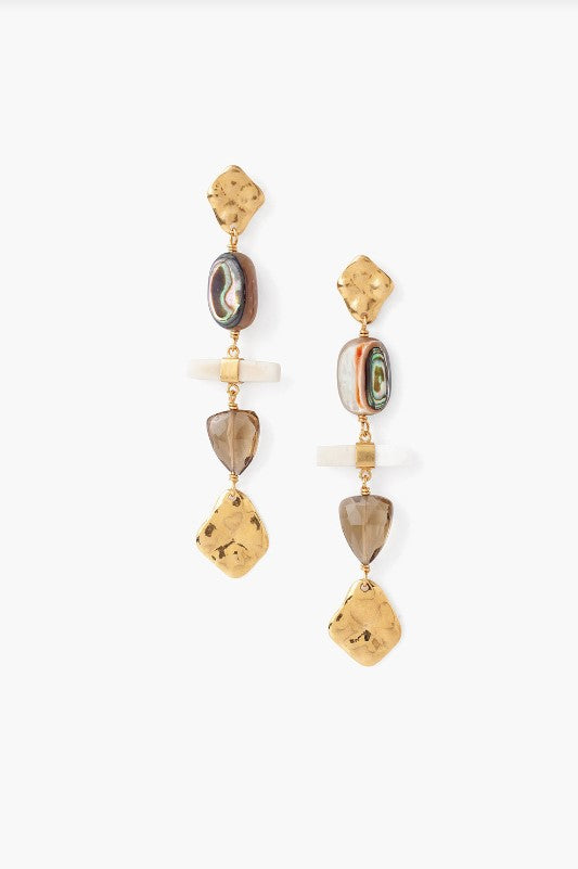 Gold White Bone Mix Drop Earring