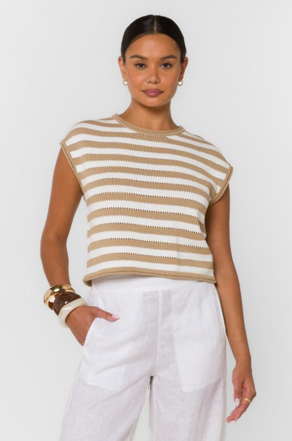 Abree Knit Top - Iced Latte Stripe - Jaffi's