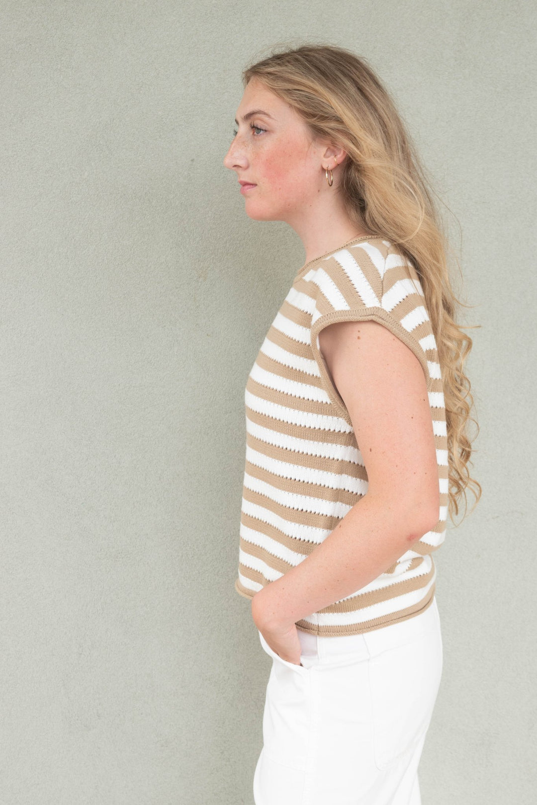 Abree Knit Top - Iced Latte Stripe - Jaffi's