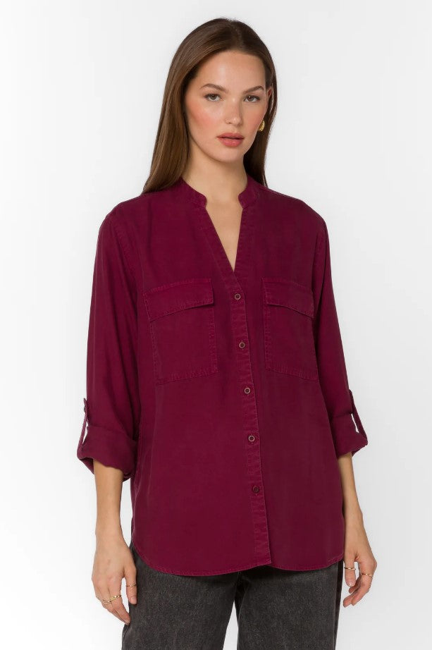 Addilyn Button Down - Red Sangria