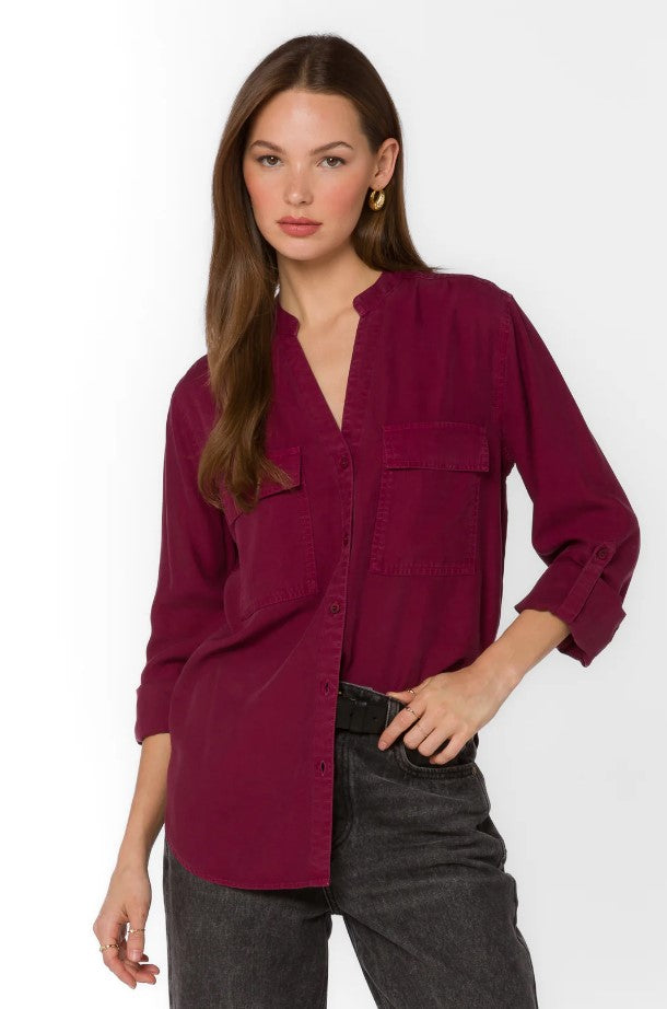 Addilyn Button Down - Red Sangria