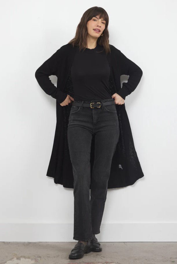 Adeline Sweater Midi Cardigan - Black - Jaffi's