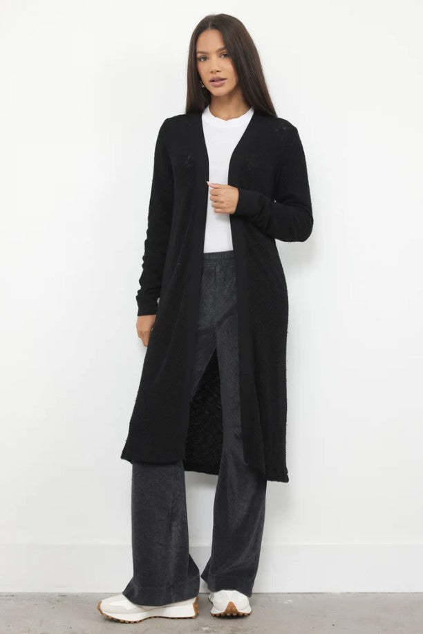 Adeline Sweater Midi Cardigan - Black