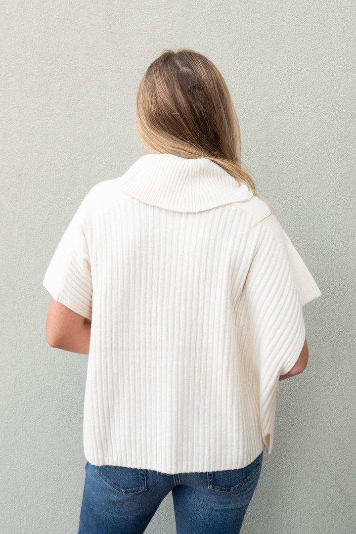 Adelyn Turtleneck Pocho Sweater - Coconut Milk - Jaffi&